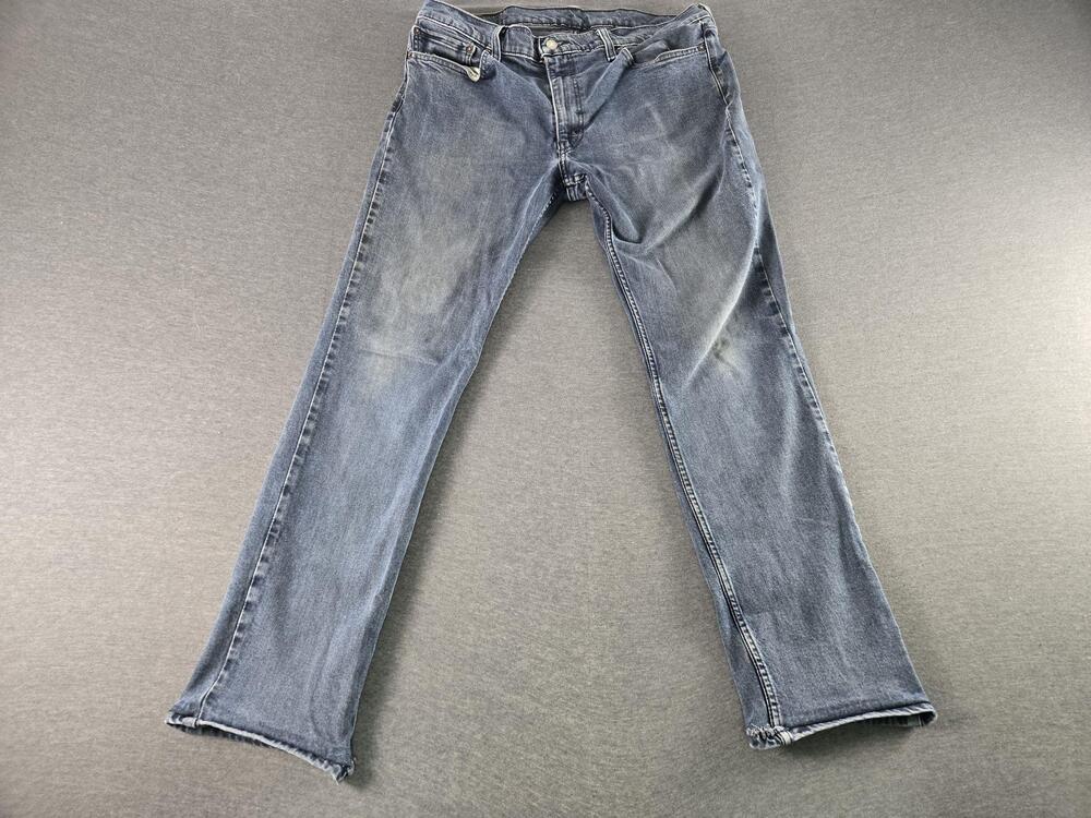 Levis 511 Jeans Mens 36x32 Blue Medium Wash Slim Straight Fit Distressed Denim